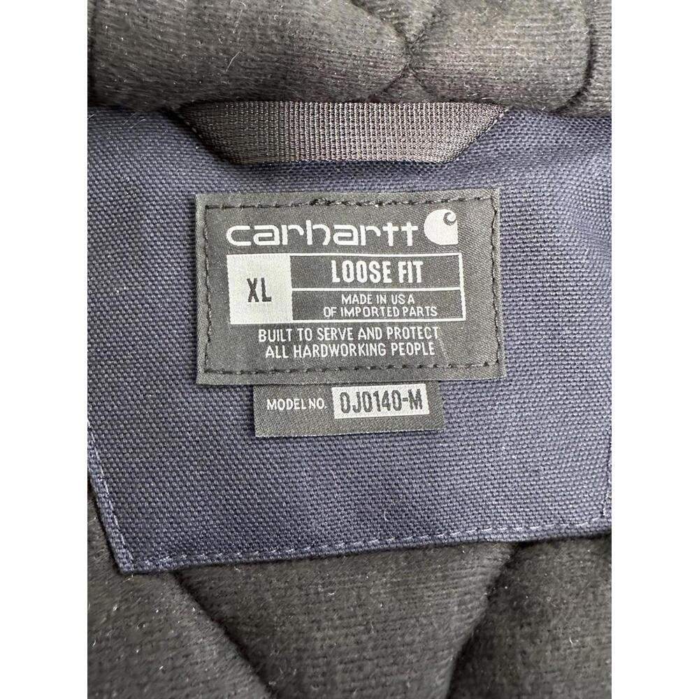 Carhartt Hooded Quilted Jacket Chore Coat Mens XL Dark Navy Vintage USA J0140 - Picture 4 of 6